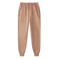 Men's and women's casual fleece joggers in dusty pink with drawstring elastic waist - Camel