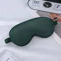 Dark green satin silk sleep mask with elastic strap for light blocking comfort - Grass Green