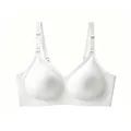 Seamless wireless bra in pure white with adjustable straps and smooth soft support - S / White