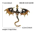 Broche dragon dorée avec émail noir et strass colorés mesurant 7,1 cm x 6,2 cm - Or Antique - Brun Doré 3539-gd/br