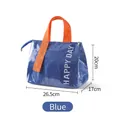 Blue insulated lunch bag with orange handles and PVC waterproof layer, size 26.5x20x17cm - Thickened Aluminum Foil / Dopamine Blue