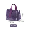 Purple insulated lunch bag with Happy Day print, large capacity and 26.5x17x20cm dimensions - Thickened Aluminum Foil / Dopamine Purple