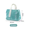 Insulated green lunch bag with white Happy Day print and sturdy woven handles - Thickened Aluminum Foil / Dopamine Green