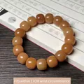 Carved cat claw bodhi seed bracelet in cream orange for 17cm wrist size - Charred Old Type (Single Loop)