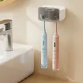 Wall-mounted toothbrush holder with translucent grey dustproof cover and dual compartments - Double Slot Style (1 Pack) / Transparent Gray