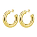 Polished golden hollow chunky C-shaped hoop earrings with butterfly back closure - 6.0*30mm / Gold