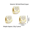 Perle cube en cuivre plaqué or 18K avec incrustation de cœur pour collier DIY - Pendentif Cube Coeur (Coquille Naturelle)
