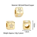 Pendentifs dé en plaqué or 18K avec étoile en émail blanc et incrustation de zircons - Pendentif Cube Étoile (Coquille Naturelle)