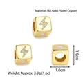 Pendentif cube étoile et lune plaqué or 18 carats avec incrustation de zircon blanc - Pendentif Cube Éclair (Coquille Naturelle)