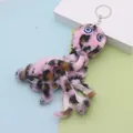 Pink leopard print plush octopus keychain with evil eye detail and silver clasp - 18cm / Pink Leopard
