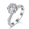 Elegant moissanite engagement ring in S925 silver featuring a six-prong round stone - US 7 / Crisscross Twist Six-Prong Style (R12992)