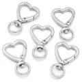 Five pieces set of heart-shaped silver metal lobster clasps for DIY keychains - Large / Gunmetal