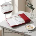 Red leather heart-shaped pearl necklace box with velvet interior and double-snap button - Burgundy Double-Open PU Leather Heart Box