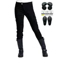 Pantaloni da moto in mesh nero da donna con protezioni CE e inserti elasticizzati - XXS / Nero