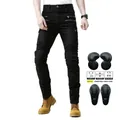 Jeans da moto neri slim con protezioni e pannelli elasticizzati sulle ginocchia - XXS / Nero