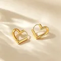 Poliert goldene herzförmige Creolen mit minimalistischem Hohlraum-Design für Damen - 18K Gold / Gold