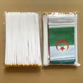 Bulk pack of Algeria handheld flags with white plastic poles and golden tops - Standard Global Collection - Flat Pack / Standard Flag (With Matching Long Handheld Pole)