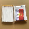 Bulk 14x21cm handheld world flags with Kiribati flag and white plastic poles - Deluxe Global Collection - Flat Pack / Standard Flag (With Matching Long Handheld Pole)