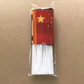 Bulk set of world hand-held flags with white plastic sticks in transparent packaging - Basic Global Collection - Pole-Inserted / Standard Flag (With Matching Long Handheld Pole)