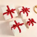 White square jewelry boxes in four sizes with red silk ribbon and bow ties - Letter Bow White Handbag / 11*12*6 (Handbag)