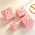 Pink square jewelry gift boxes with silk bow ribbons in four various sizes - Pink Bow Handbag / 11*12*6 (Handbag)