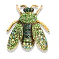 Exquisite golden bee brooch with vibrant green crystals and rhinestones - LW65 Green Bee