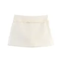 Chic beige A-line mini skirt for women with a matching waist belt and side zipper - XS / Bottoms / Beige