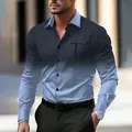 Camicia da uomo slim fit a maniche lunghe con sfumatura blu e stampa Jesus - S / Sfumato da Grigio Scuro a Blu