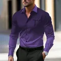 Men's casual long sleeve shirt in deep purple with Jesus cross print on chest - S / Purple Gradient