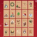 Set of 20 kraft paper Christmas cards with festive reindeer and snowman designs - S890# Christmas Card