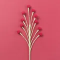 Handmade knitted red round flower branch with ten wool heads on pink background - Snow Five Snow Fruit Flower Branch - Wine Red