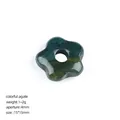 Polished flower-shaped green agate bead with 4mm hole for DIY jewelry making - Indian Agate (Single Piece)