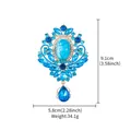 Vintage blue crystal hand bouquet brooch with gold finish and teardrop pendant - Original XD825124-1-Gold Turquoise Blue