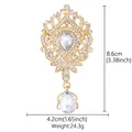 Luxury crystal drop brooch in golden finish with dimensions 8.6cm by 4.2cm - XD826053-1-Gold Heavy Bohemian