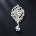 Silver crystal brooch with teardrop water-drop stones and sparkling rhinestones - XD826053-2-Silver Heavy Bohemian