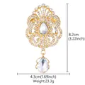 Vintage gold brooch with white rhinestones and teardrop crystal, 8.2cm height - XD826055-1-Gold Heavy Victorian