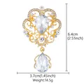 Vintage gold crystal bouquet brooch with teardrop pendant, sized 6.4cm by 3.7cm - XD826057-1-Gold Heavy Wreath Teardrop