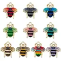 Colorful alloy enamel bee pendants for DIY jewelry making in various vibrant colors - Printed Enamel Bee Series