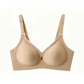 Naadloze beige beha met zachte ondersteuning en ademend druppelvormig ontwerp - S / Donkerbeige