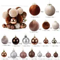 Set van 36 kerstballen in aardetinten met glinsterende en fluwelen afwerkingen - Khaki