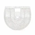 Mini borsa in acrilico bianco perlato con design traforato per serate e spiaggia alla moda - Bianco Perlato