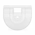 Macro detail of clear acrylic basket bag showing transparent cutout structure and handle - Clear