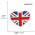 Broche en émail en forme de cœur Union Jack avec motif drapeau bleu blanc rouge - Cœur Union Jack