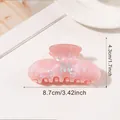 Pince à cheveux en acrylique marbre rose avec lettre M pailletée argentée, taille 8,7 cm - Pince à Cheveux Rose Marbré Lettre M Argent