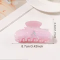 Pince à cheveux rose pailletée en acrylique avec lettre A argentée, 8,7 cm - Pince à Cheveux Rose-Mauve Marbré Lettre A Argent