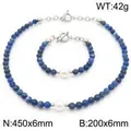 Set di gioielli in pietre naturali blu con collana, bracciale e chiusura OT argento - Set Colore Acciaio (KS222190-Z)
