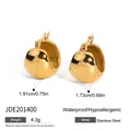 Waterproof gold-plated stainless steel chunky hoop earrings showing product dimensions - Gold Chunky Round Hoop Earrings (JDE201040)
