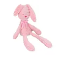 Pink corduroy long-eared stuffed rabbit plush toy with silk bow and embroidery details - Pink Striped Bunny