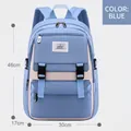 Mochila escolar azul y beige para niños de nailon, 46x30x17cm con correas anchas cómodas - Azul