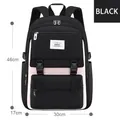 Mochila escolar ligera en negro y crema para niños, dimensiones 46x30x17 cm - Negro